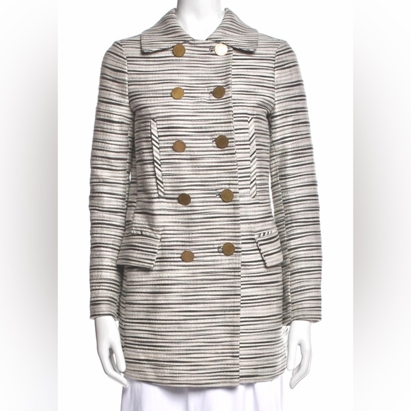 TORY BURCH wool stitched double breasted dress coat 🩶🩵💙 - Picture 1 of 9